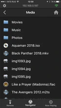 Dune Control media browser with movies, music and photos
