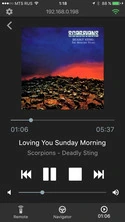 Dune Control music playback screen with track information and controls